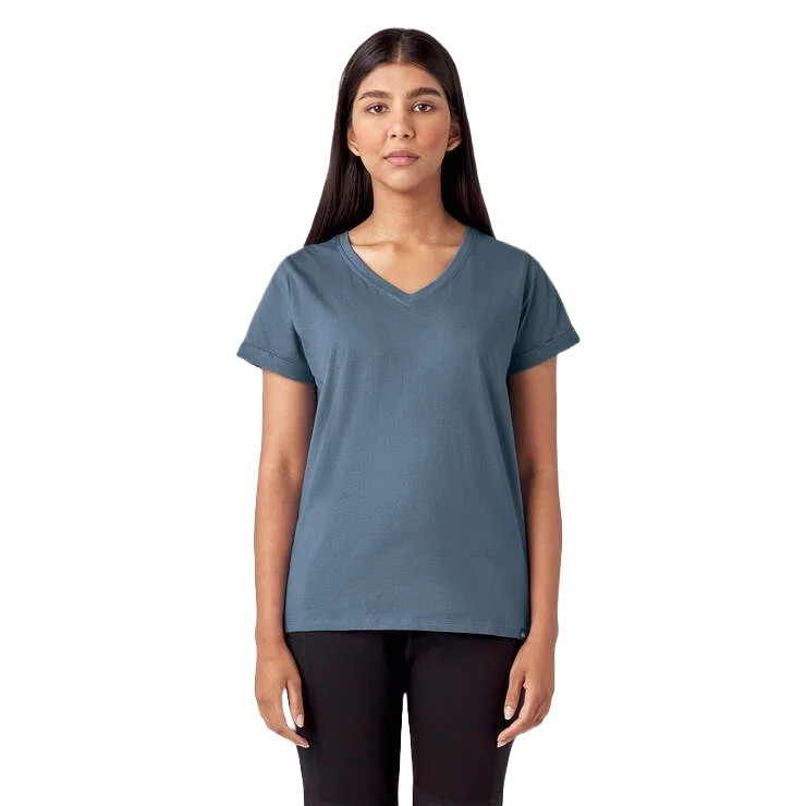 Dickies V-Neck T-Shirt - Womens Mesh Blend Leather Blend Suede Blend