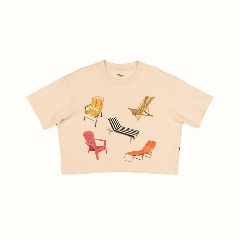 Duvin Beach Chairs Crop Tee - Antique Zippered Front Buttoned Front Snap Front