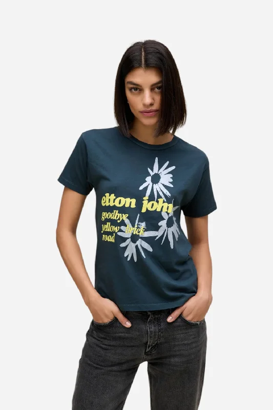 Daydreamer LA Elton John Yellow Brick Road Ringer Tee Striped Floral Plaid