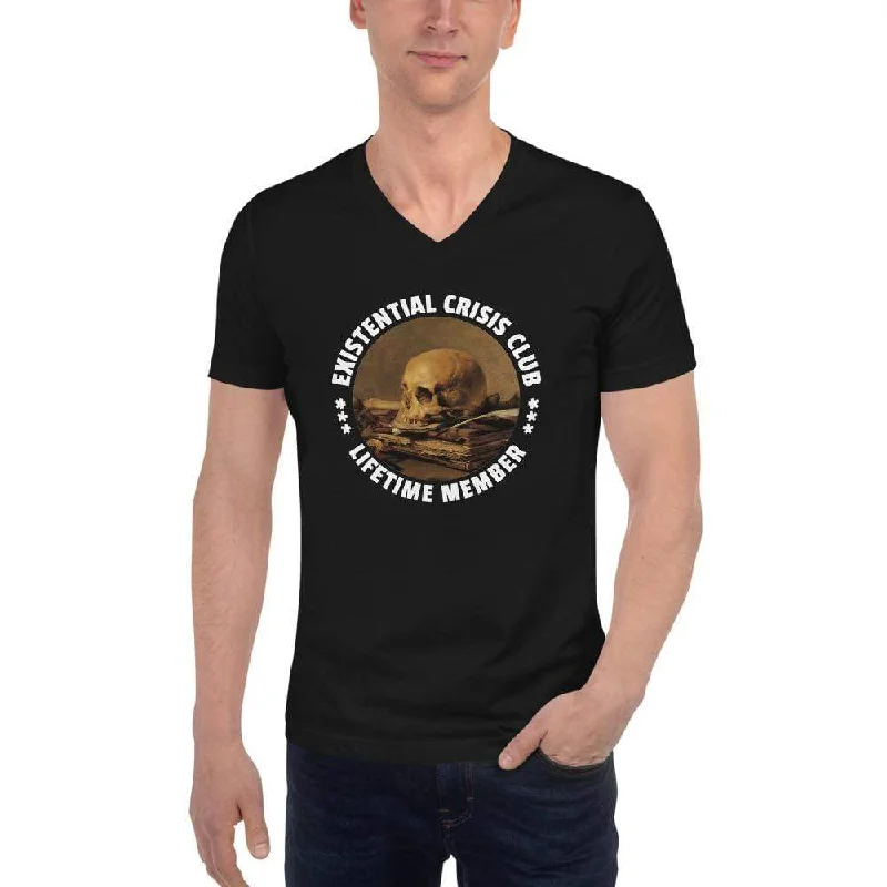 Existential Crisis Club - Lifetime Member - Unisex V-Neck T-Shirt Nylon Fabric Polyester Fabric Spandex Fabric Existential Crisis Club - Lifetime Member - Unisex V-Neck T-Shirt Nylon Fabric Polyester Fabric Spandex Fabric