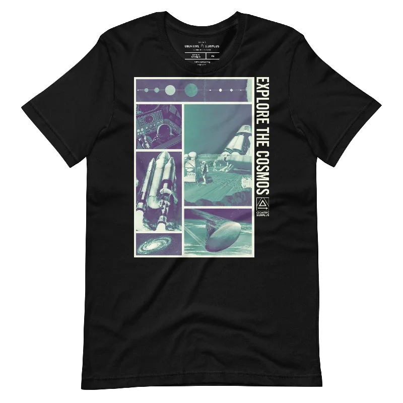 Explore the Cosmos Graphic Tee - Teal Fleece Fabric Down Fabric Feather Fabric