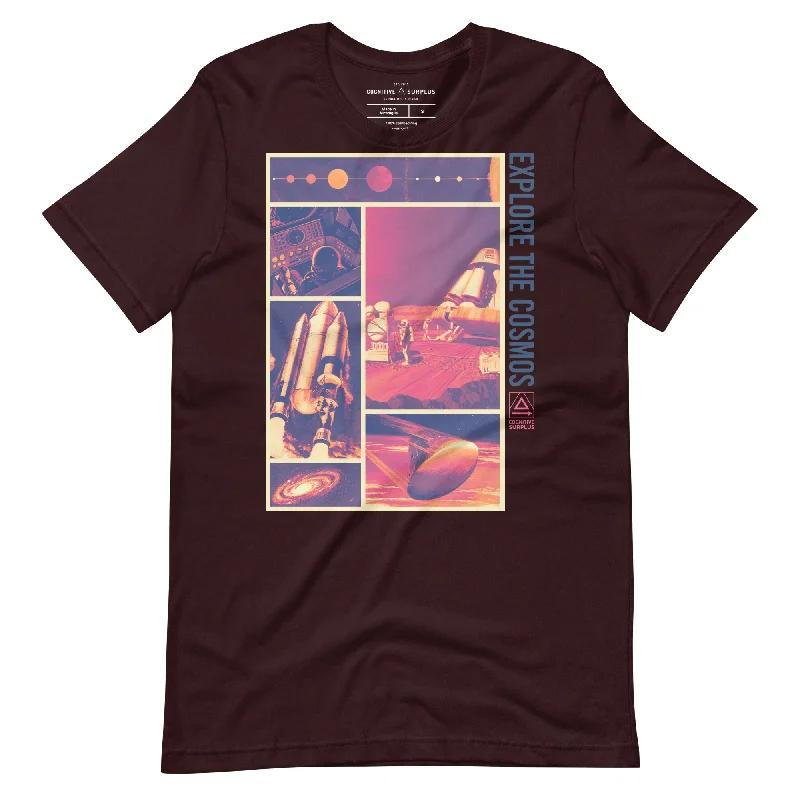 Explore the Cosmos Graphic Tee - Magenta Anti-Pilling Machine Wash Handmade
