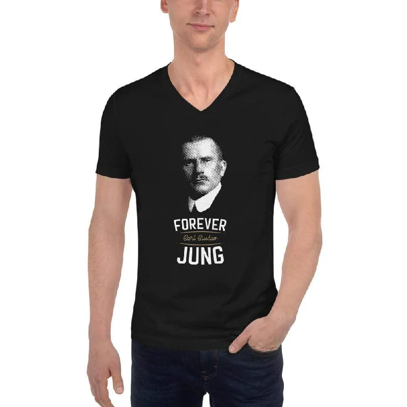 Forever Carl Gustav Jung - Unisex V-Neck T-Shirt Beaded Sequined Faux Fur