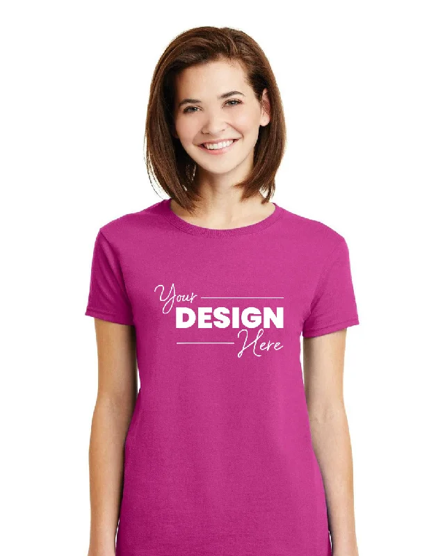 Gildan - Ladies 100% US Cotton T-Shirt 2000L V-Neck T-Shirt Long Sleeve Cotton
