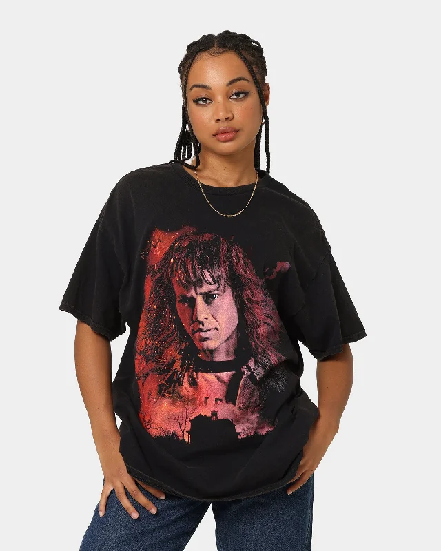 Goat Crew X Stranger Things Eddie Vintage T-Shirt Black Wash V-Neck T-Shirt Long Sleeve Cotton Goat Crew X Stranger Things Eddie Vintage T-Shirt Black Wash V-Neck T-Shirt Long Sleeve Cotton