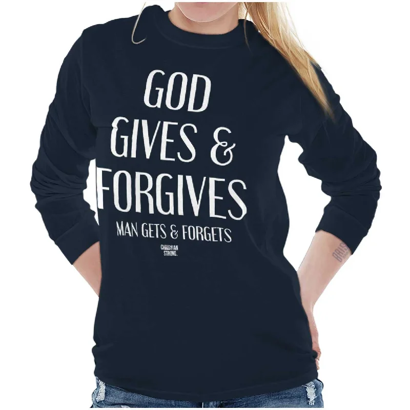 God Forgives Long Sleeve T-Shirt Mesh Blend Leather Blend Suede Blend