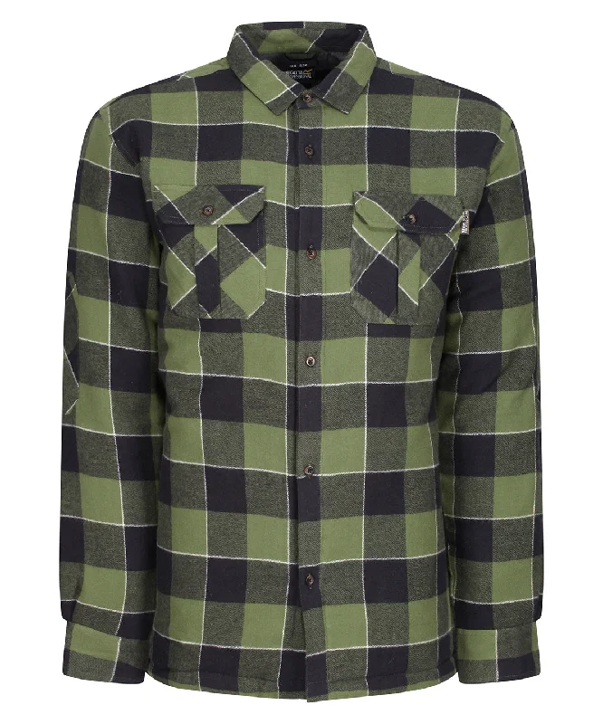 Green - Shelford insulated check shirt Notch Collar Peter Pan Collar Cowl Neck