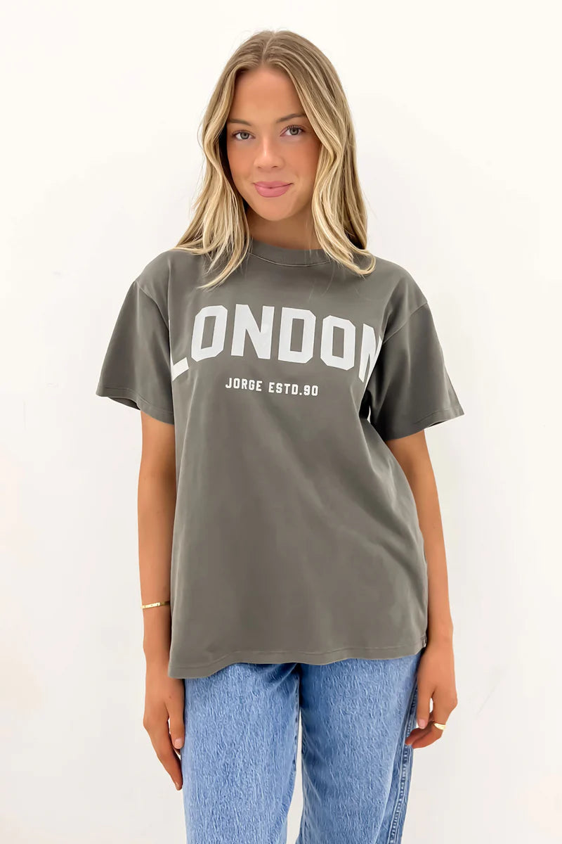 JORGE LONDON TEE - CHARCOAL Zippered Front Buttoned Front Snap Front