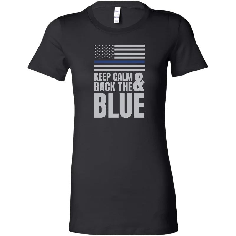 Keep Calm And Back The Blue Women's T-Shirt Cashmere Blend Cotton Blend Poly Blend