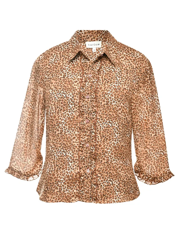 Leopard Print Shirt - M Chenille Brocade Lace