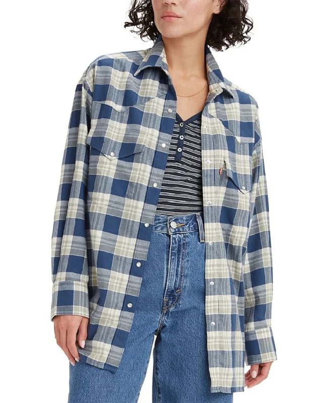 Levi's Dylan Relaxed Western Shirt - Sargasso Sea Polka Dot Checkered Tartan