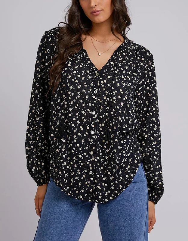 Lily Floral Shirt - Print Fitted T-Shirt Seamless Stretchy