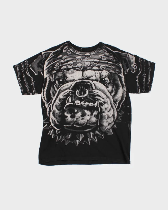 Liquid Blue - Cats Suck - Skull Bulldog T-Shirt - L Chenille Brocade Lace