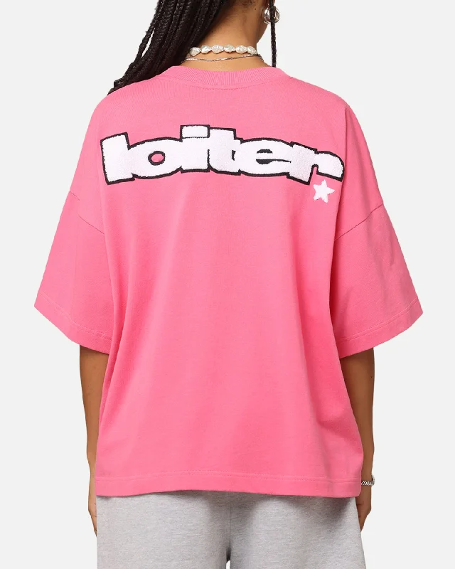 Loiter Premium Essentials Boxy T-Shirt Pink Welt Pockets Slit Pockets