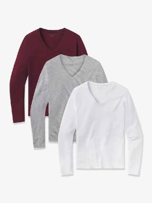 Long Sleeve V-Neck Tee Marcy 3-Pack Iron Safe Non-Iron Wrinkle Free