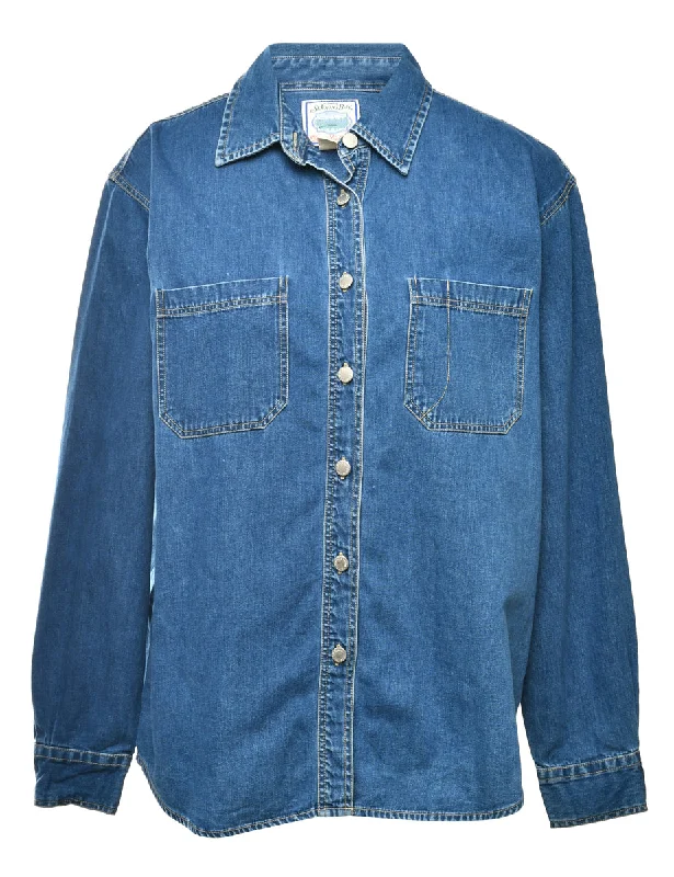 Long Sleeved Denim Shirt - M Rayon Velvet Corduroy