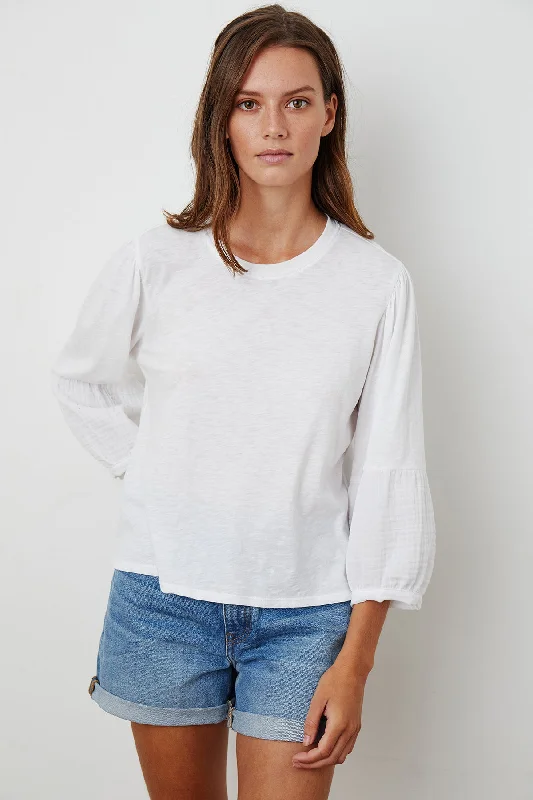 MARIEL PUFF SLEEVE TEE Oversized T-Shirt Spandex breathable