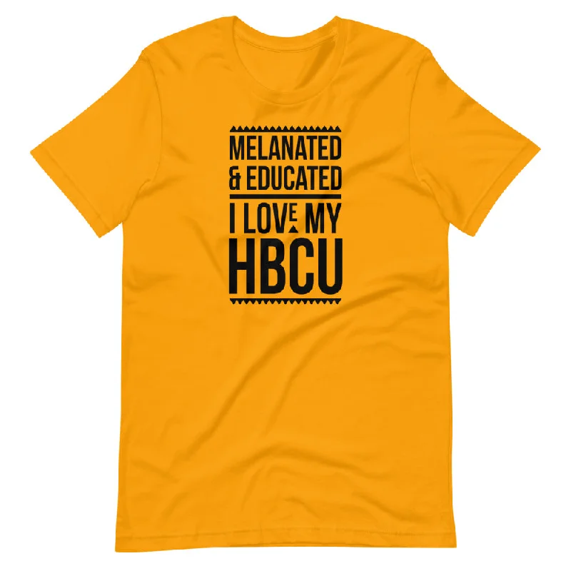 Melanated & Educated - I Love My HBCU T-Shirt (Black Text) Lace Blend Ribbed Blend Corduroy Blend