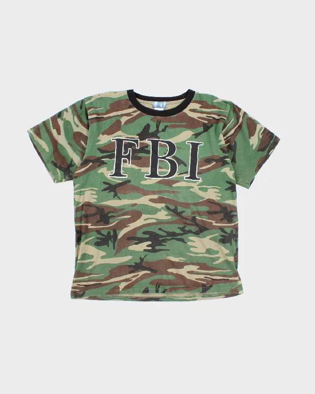 Men's Camo F.B.I. T-Shirt - M Ribbed T-Shirt High Neck Heavyweight