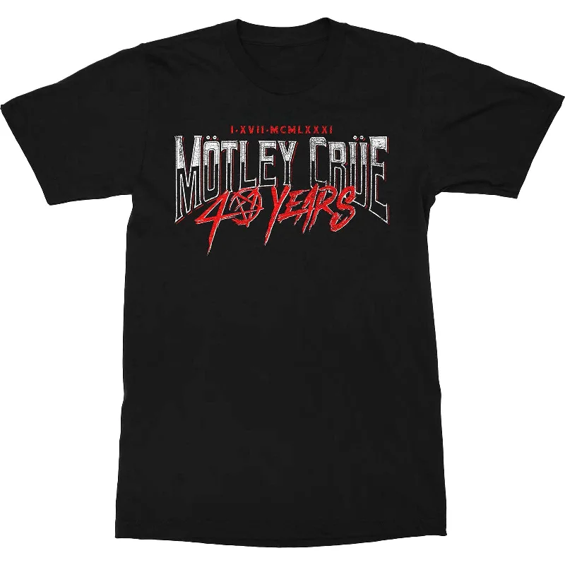 MOTLEY CRUE Attractive T-Shirt, 40 Years Thin T-Shirt Open Front Quick Dry