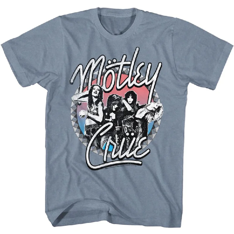 MOTLEY CRUE Eye-Catching T-Shirt, Studded Collared T-Shirt Boat Neck A-Line