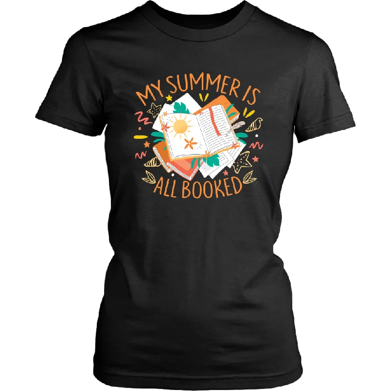 "My Summer Is All Booked" Women's Fitted T-shirt Print Jacquard Patchwork