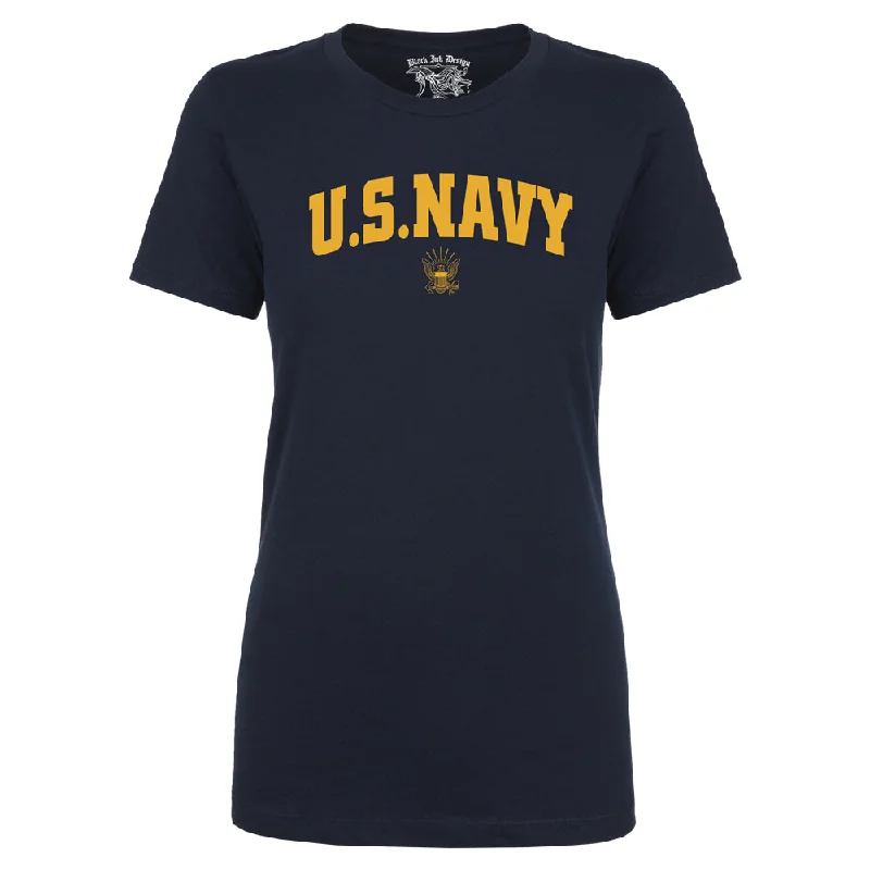 Black Ink Women's US Navy T-Shirt Satin Blend Silk Blend Wool Blend