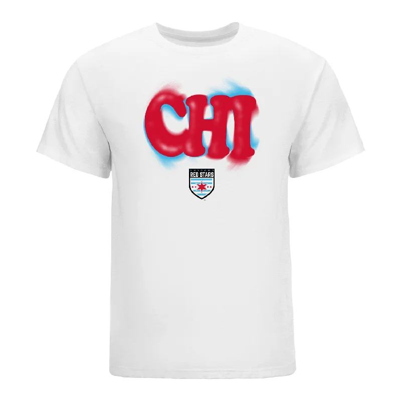Unisex Chicago Red Stars Bubbly White Tee Zippered Front Buttoned Front Snap Front