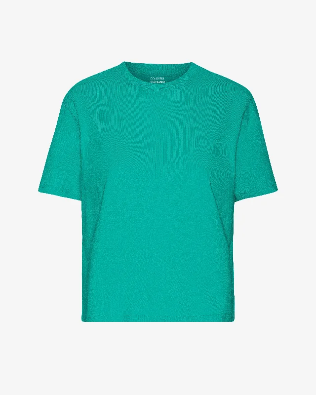 Organic Boxy Crop Tee - Tropical Sea Fashionable Trendy Casual
