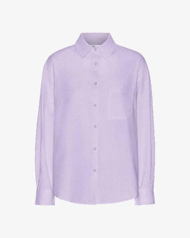 Organic Oversized Shirt - Soft Lavender Fashionable Trendy Casual