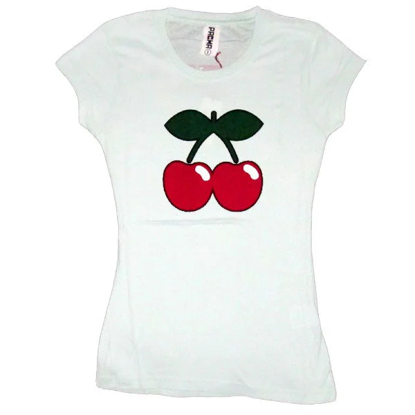 Pacha Basic Cherry Logo Light Green Women's T-shirt Fleece Nylon Spandex