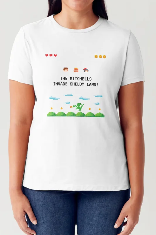 Pixel Game Graphic Round Neck Short Sleeve T-Shirt Layered Multi-layer Single Layer