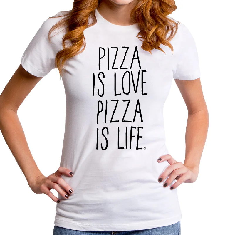 Pizza is Love Pizza is Life Women's T-Shirt Striped Floral Plaid