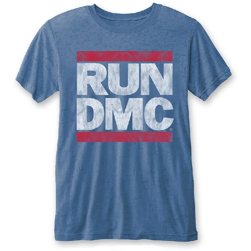 Run DMC Unisex Fashion T-Shirt: Vintage Logo (Burn Out) Seamless Knitted Crochet