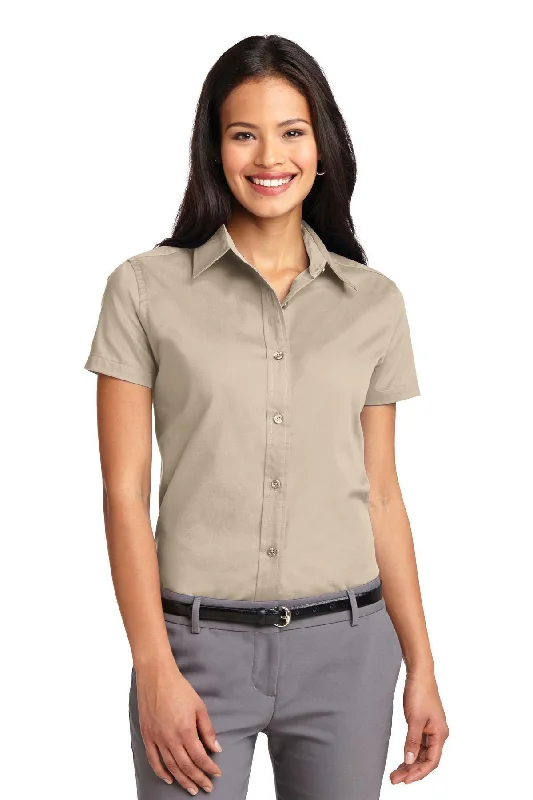 Port Authority Ladies Short Sleeve Easy Care  Shirt.  L508 Rayon Velvet Corduroy