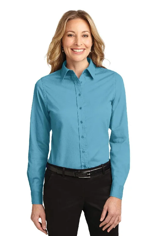 Port Authority Ladies Long Sleeve Easy Care Shirt.  L608 Welt Pockets Slit Pockets Flap Pockets