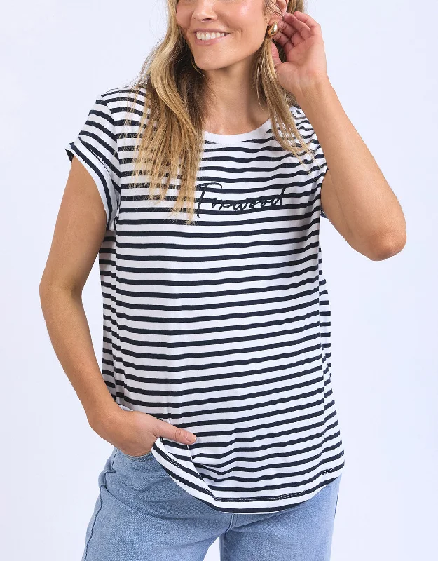 Signature Stripe Tee - Dark Sapphire/White Stripe Chenille Fabric Brocade Fabric Lace Fabric