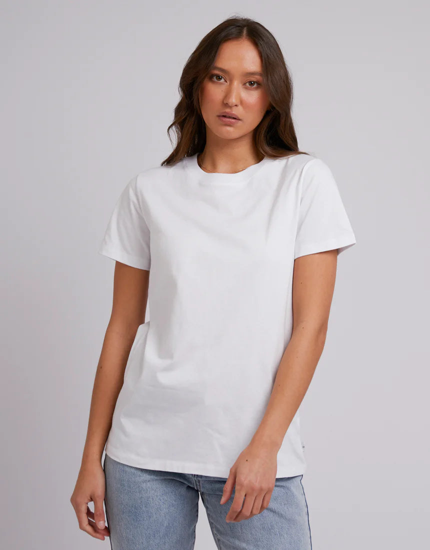 SILENT THEORY CORE LAYERING TEE - WHITE Mesh Fabric Canvas Fabric Denim Fabric