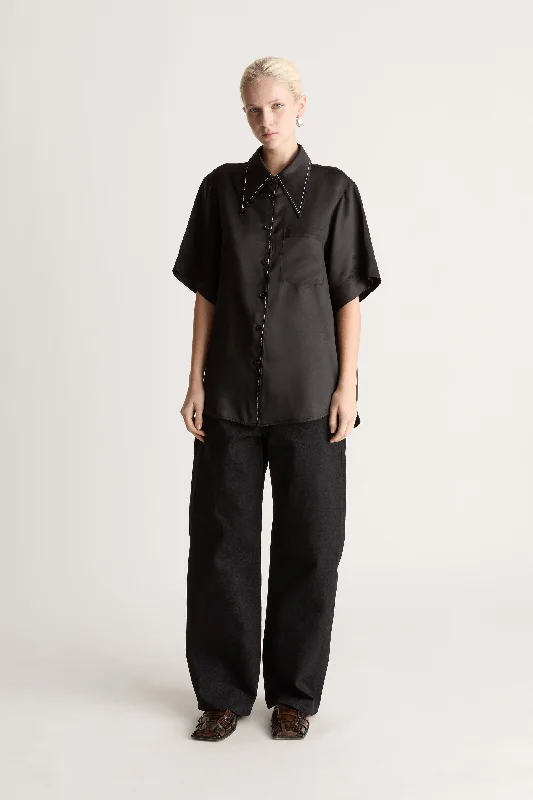 Simone SS Shirt Spandex Blend Rayon Blend Denim Blend