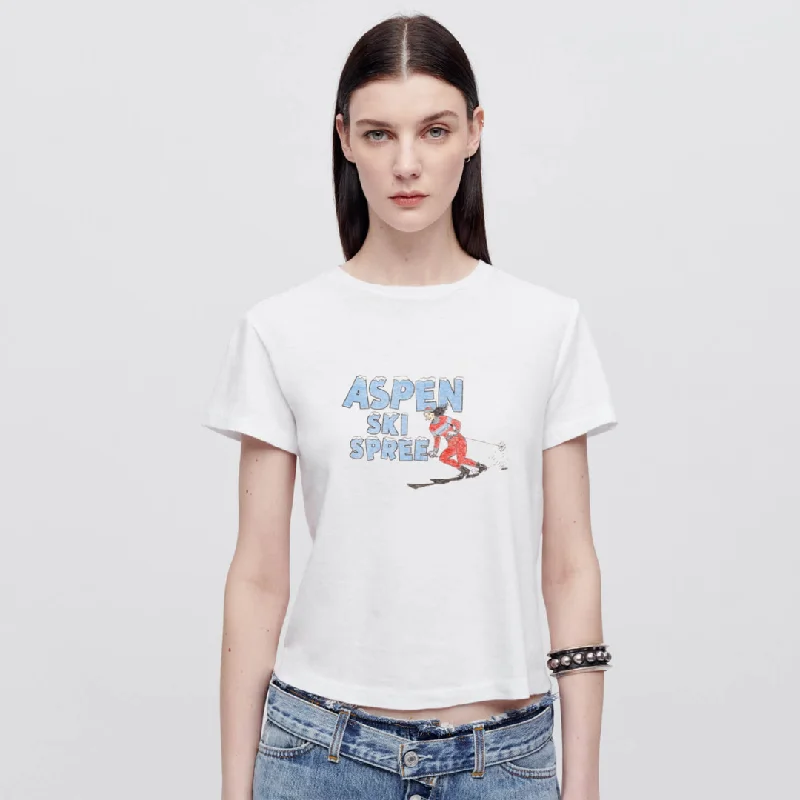 Ski Spree Classic Tee (Vintage White) Spandex Blend Rayon Blend Denim Blend