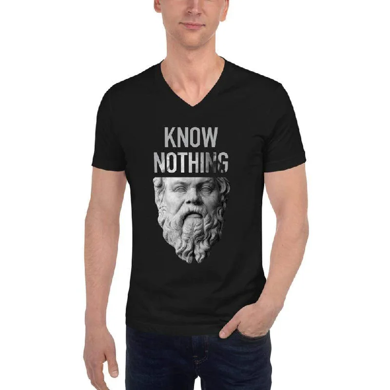 Socrates - Know Nothing - Unisex V-Neck T-Shirt Mesh Fabric Canvas Fabric Denim Fabric Socrates - Know Nothing - Unisex V-Neck T-Shirt Mesh Fabric Canvas Fabric Denim Fabric