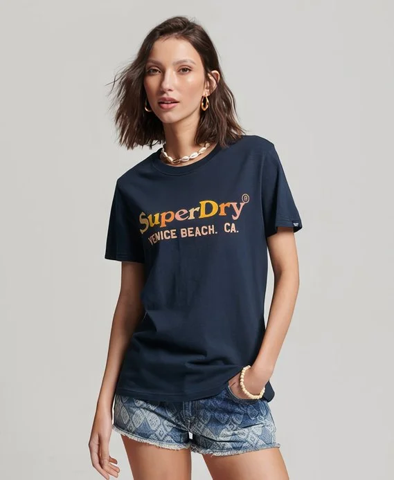 Superdry L-Vintage Rainbow Tee W1010984A Navy Cotton Fabric Linen Fabric Terry Fabric Superdry L-Vintage Rainbow Tee W1010984A Navy Cotton Fabric Linen Fabric Terry Fabric