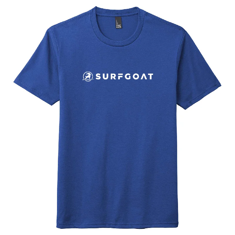 SURFGOAT  Single Line Short-Sleeved Tee (Royal Blue / White) Handmade Hand-knitted Hand-woven