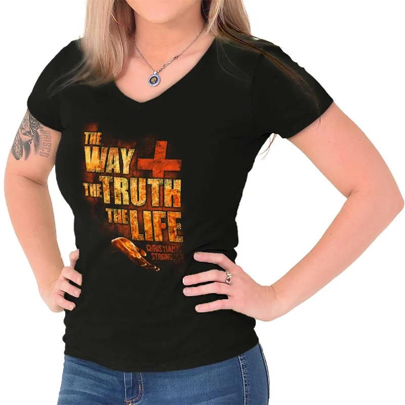 The Way Truth Life Junior Fit V-Neck T-Shirt Real Fur Shearling Chenille
