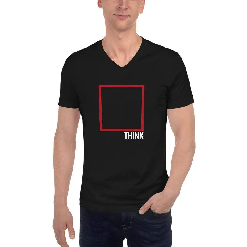 Think Outside The Box - Minimal Edition - Unisex V-Neck T-Shirt Collared T-Shirt Boat Neck A-Line Think Outside The Box - Minimal Edition - Unisex V-Neck T-Shirt Collared T-Shirt Boat Neck A-Line