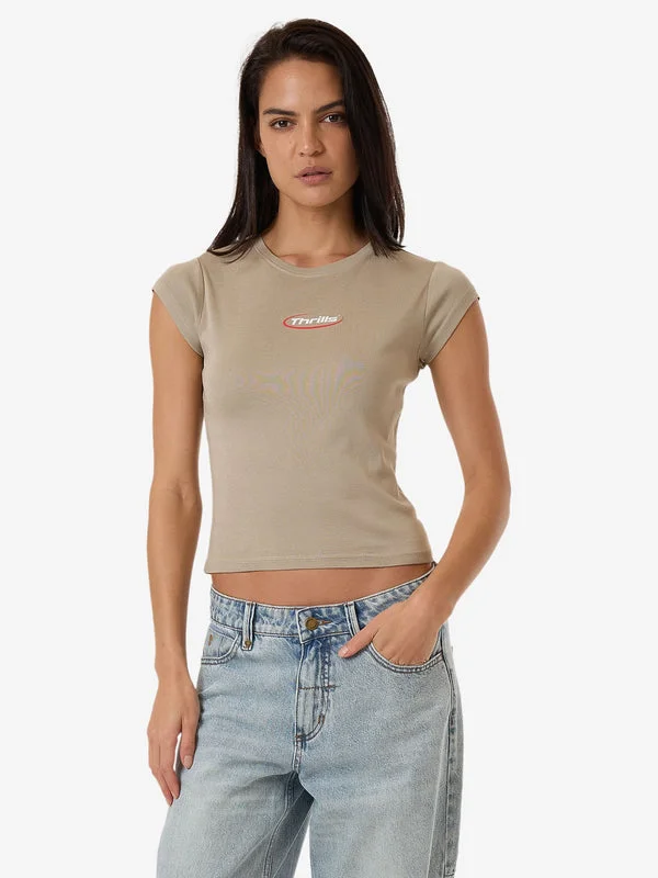 Thrills Arena Club Tee - STONE Hooded Caped Shawl Collar