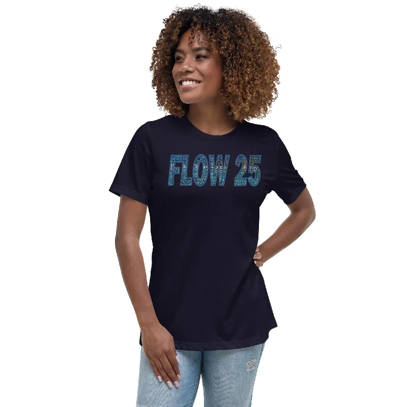 TURKS AND CAICOS FLOW INTERNATIONAL Women's Relaxed T-Shirt Spandex Blend Rayon Blend Denim Blend