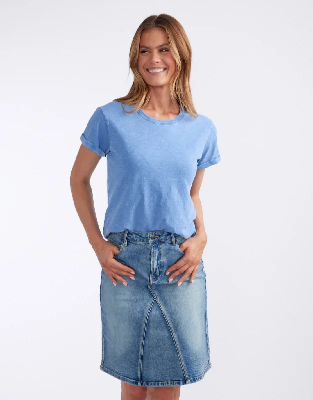 Turn Back T-Shirt - Danish Blue Welt Pockets Slit Pockets Flap Pockets