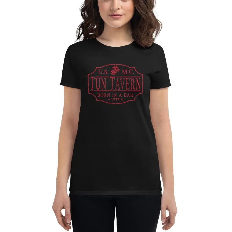 US Marine Corps Tun Tavern women's short sleeve t-shirt Satin Fabric Silk Fabric Chiffon Fabric US Marine Corps Tun Tavern women's short sleeve t-shirt Satin Fabric Silk Fabric Chiffon Fabric