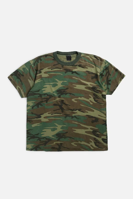 Vintage Camo Tee - L Hooded Caped Shawl Collar